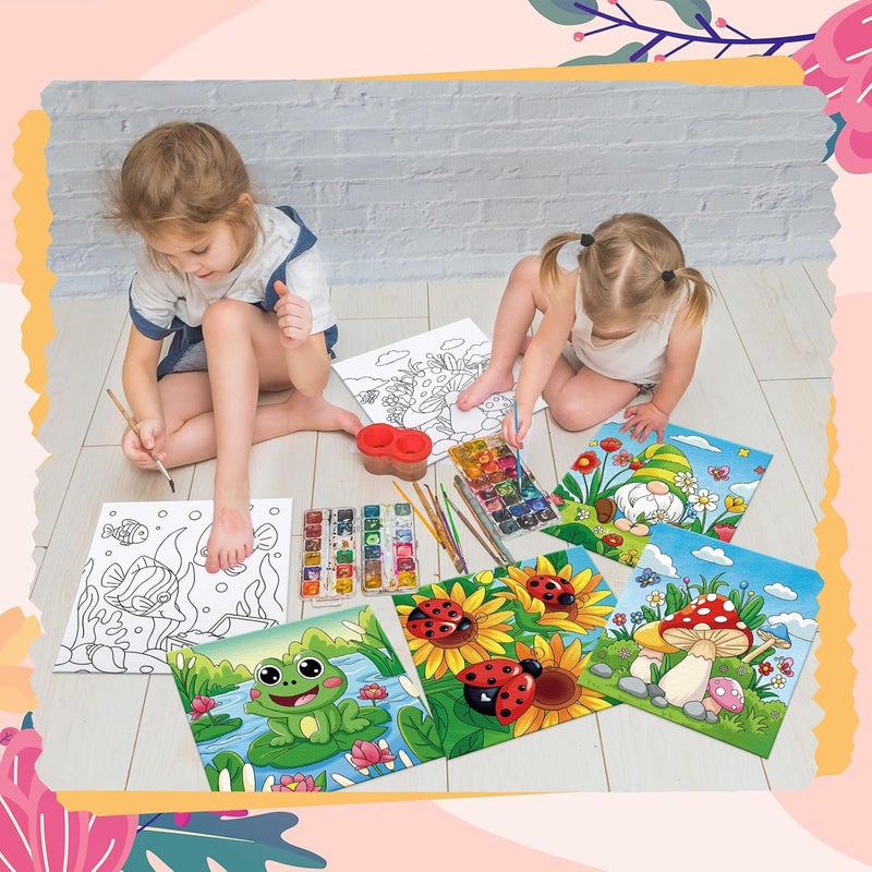 Anseal 8 Pack Pre Drawn Canvas for Painting, 8" X 8" Cute Animals Painting Canvas Bulk, Art Canvases for Painting for Kids Students School Home (Spring) - Image 5